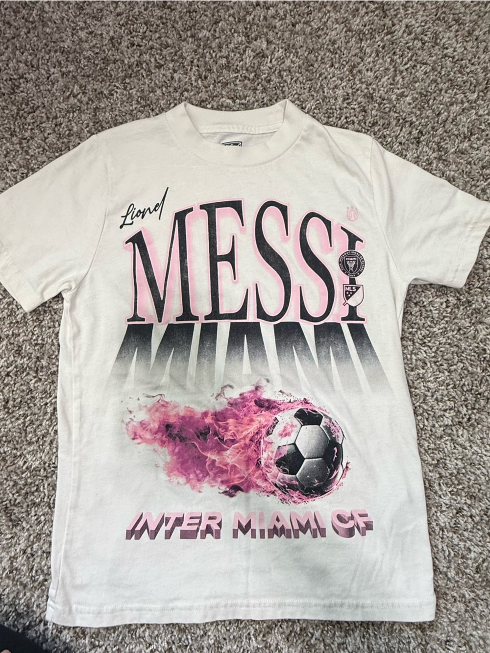 Inter Miami Kids White & Pink Lionel Messi Graphic Tee